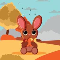 conejito de personaje de otoño para tarjetas y diseño vector