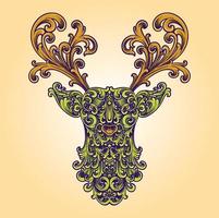Deer head classic ornament illustration vector