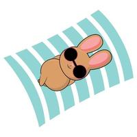 lindo conejito .lindo diseño de personajes de animales de dibujos animados.conejo, anillo de natación, estilo de garabato de concha.disfrute de vacaciones.vector.ilustración vector