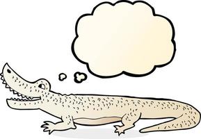 cartoon happy crocodile with thought bubble vector