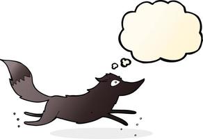 cartoon wolf running with thought bubble vector