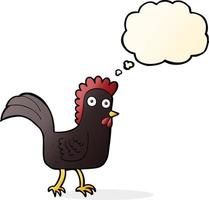 cartoon chicken with thought bubble vector