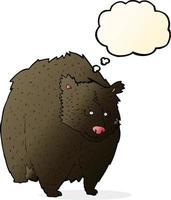 huge black bear cartoon with thought bubble vector