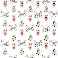 Seamless pattern with rabbit cartoons vector