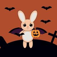 Bunny with bat wings. Vector illustration