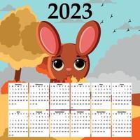 Calendar 2023 with cute rabbit vector