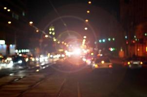 Blurred landscape of night city photo