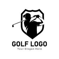 golf shield logo vector