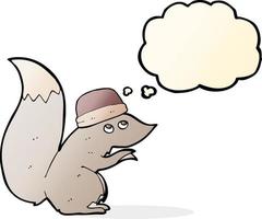 cartoon squirrel wearing hat with thought bubble vector