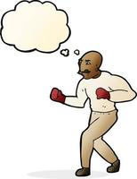 cartoon boxer with thought bubble vector