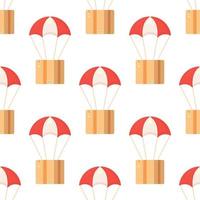 Seamless pattern with postal parcels in boxes with delivery address and envelopes. vector