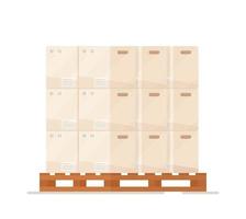 caja de almacenamiento para repuestos en palet de madera caja de cartón cartón código de barras pictograma abstracto. vector