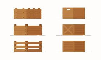 Vector illustration of a set of boxes. Storage boxes. Flat style drawing.