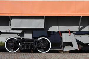 Photo of the wheels of the russian railway technical support train