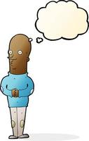 cartoon funny bald man with thought bubble vector