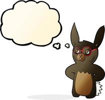 cartoon rabbit wearing spectacles with thought bubble vector
