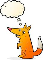 cartoon fox cub with thought bubble vector