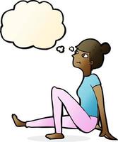 cartoon woman sitting with thought bubble vector