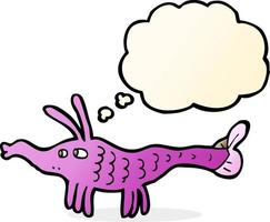 cartoon shrimp with thought bubble vector