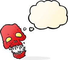 cartoon scary skull with thought bubble vector