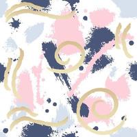 patrón geométrico abstracto dibujado a mano sin fisuras o fondo con texturas, elementos pintados con pincel. Afiche de collage de grunge de moda, postal, textil, plantilla de papel tapiz. dorado, azul, rosa y blanco vector