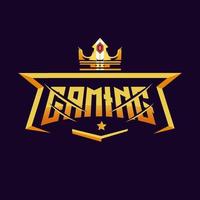 logotipo de juego de corona rey aislado en fondo oscuro para juego de equipo esport vector