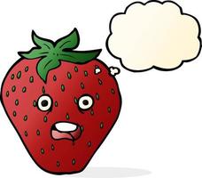 cartoon strawberry with thought bubble vector