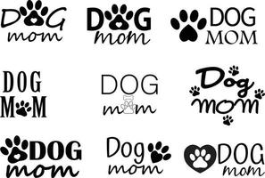 Dog mom quote on white background. Lettering style Mother of doggie calligraphy. flat style. vector