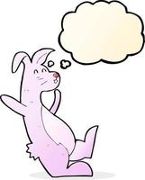 cartoon pink bunny with thought bubble vector