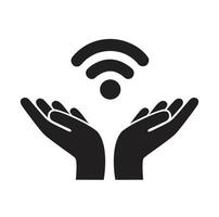 mano sosteniendo wifi icono vector ilustración