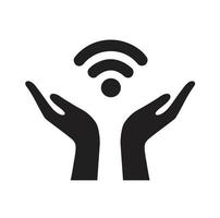 hand holding wifi icon vector illustration