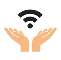 mano sosteniendo wifi icono vector ilustración