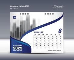 agosto de 2023 - vector de plantilla de calendario 2023, diseño de calendario de escritorio 2023, plantilla de calendario de pared, planificador, póster, vector de calendario profesional de diseño, organizador, impresión creativa de inspiración