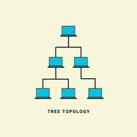 Tree topology network vector illustration, in computer network technology concept