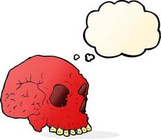 cartoon spooky skull with thought bubble vector