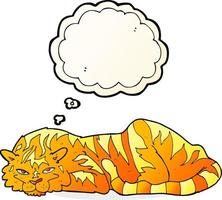 cartoon resting tiger with thought bubble vector