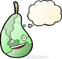 cartoon happy pear with thought bubble vector