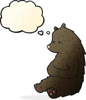 cute cartoon black bear with thought bubble vector