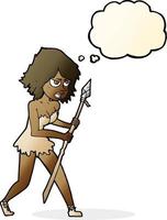 cartoon cave girl with thought bubble vector