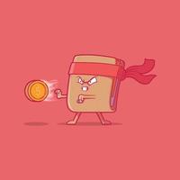 Wallet character shooting a coin vector illustration. Finance, games, funny design concept.