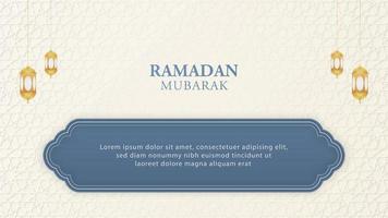 Ramadan Kareem Islamic Arabic White Background with Geometric pattern and Beautiful Lanterns vector