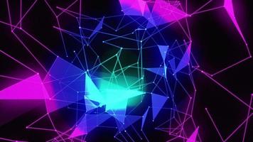 animação de fundo de espaço de estrutura geométrica de ponto molecular abstrato colorido futurista, animação de ilustração com tema de análise de partículas de tecnologia em forma de triângulo moderno video