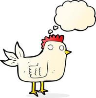 cartoon hen with thought bubble vector