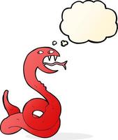 cartoon hissing snake with thought bubble vector