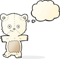 cute cartoon polar bear with thought bubble vector