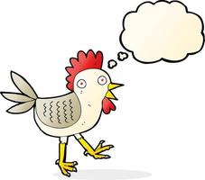 funny cartoon chicken with thought bubble vector