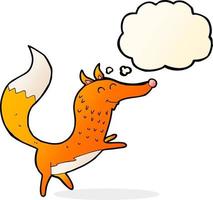 cartoon happy fox with thought bubble vector