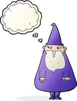 cartoon wizard with thought bubble vector