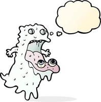 cartoon gross ghost with thought bubble vector