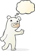 lindo oso polar de dibujos animados con burbuja de pensamiento vector